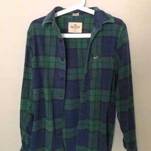 🐢 Hollister Green Flannel Plaid Button-up Shirt 🐢